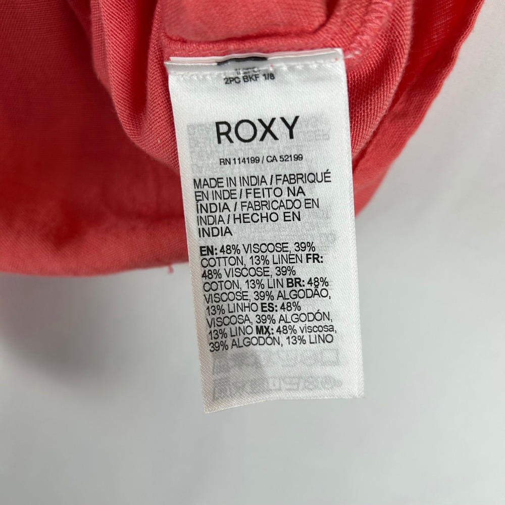 NWT Roxy Women's XL Sweeter Than This Button Up Tie Front Ruffle Sleeve Top - Picture 6 of 15